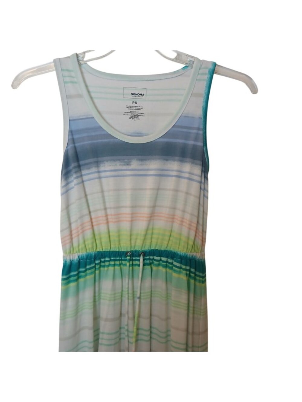 Sonoma Goods For Life Womens PS Striped Sleeveless Maxi Dress HiLow TieWaist I-2 - Picture 4 of 7